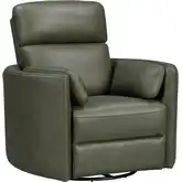 Radius Power Swivel Glider Recliner in Sage Green Leather