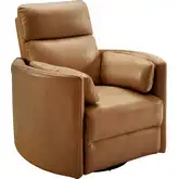 Radius Power Swivel Glider Recliner in Vintage Caramel Brown Leather