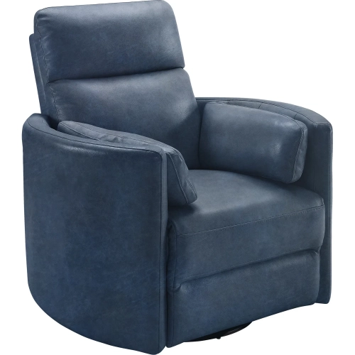 Radius Power Swivel Glider Recliner in Vintage Navy Blue Leather