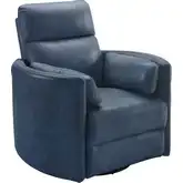 Radius Power Swivel Glider Recliner in Vintage Navy Blue Leather