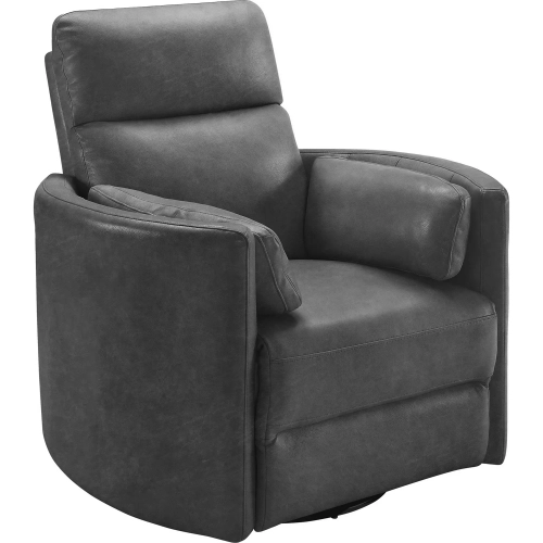 Radius Power Swivel Glider Recliner in Vintage Slate Black Leather