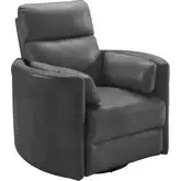 Radius Power Swivel Glider Recliner in Vintage Slate Black Leather