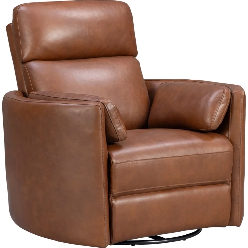 Radius Power Swivel Glider Recliner in Vintage Whiskey Brown Leather
