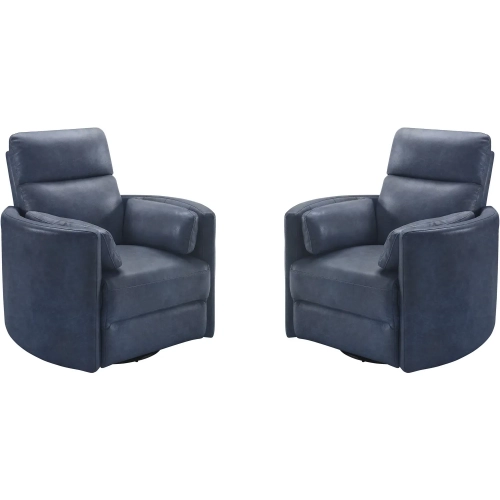 Radius Power Swivel Glider Recliner in Vintage Navy Blue Leather (Set of 2)
