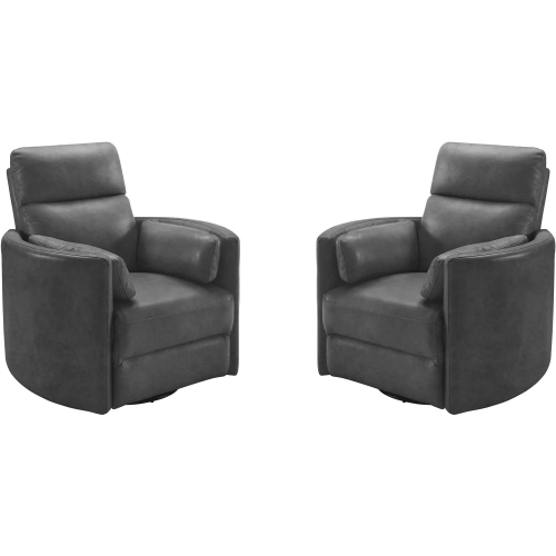 Radius Power Swivel Glider Recliner in Vintage Slate Black Leather (Set of 2)