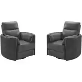 Radius Power Swivel Glider Recliner in Vintage Slate Black Leather (Set of 2)