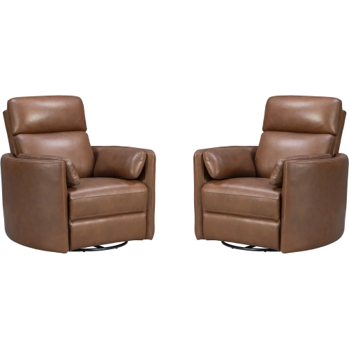 Radius Power Swivel Glider Recliner in Vintage Whiskey Brown Leather (Set of 2)