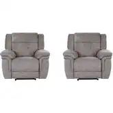 Richland Power Recliner in Bristol Grey Fabric (Set of 2)