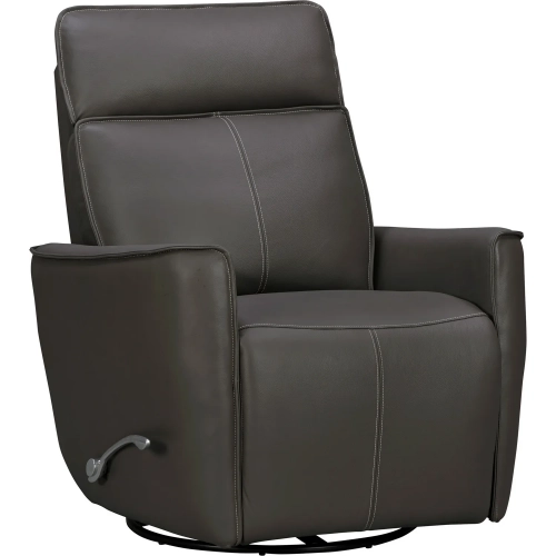Roxy Manual Swivel Glider Recliner in Dark Grey Top Grain Leather