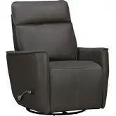 Roxy Manual Swivel Glider Recliner in Dark Grey Top Grain Leather
