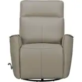 Roxy Manual Swivel Glider Recliner in Light Grey Top Grain Leather