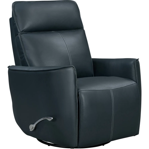 Roxy Manual Swivel Glider Recliner in Navy Blue Top Grain Leather