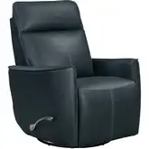 Roxy Manual Swivel Glider Recliner in Navy Blue Top Grain Leather
