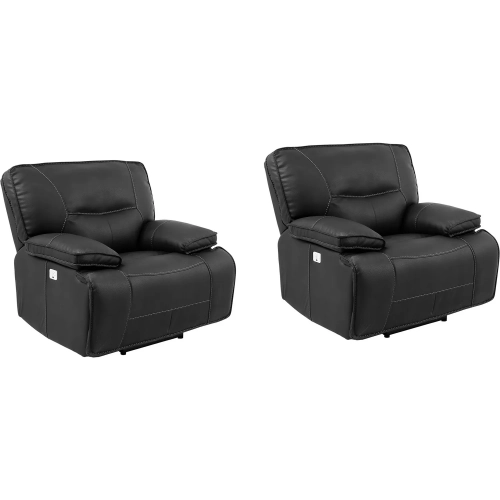 Spartacus Power Recliner in Black Vegan Leather (Set of 2)