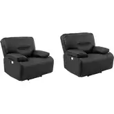 Spartacus Power Recliner in Black Vegan Leather (Set of 2)
