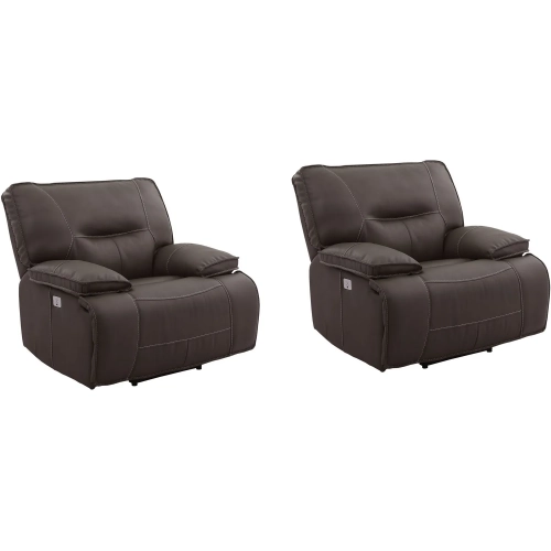 Spartacus Power Recliner in Chocolate Brown Vegan Leather (Set of 2)