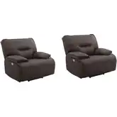 Spartacus Power Recliner in Chocolate Brown Vegan Leather (Set of 2)