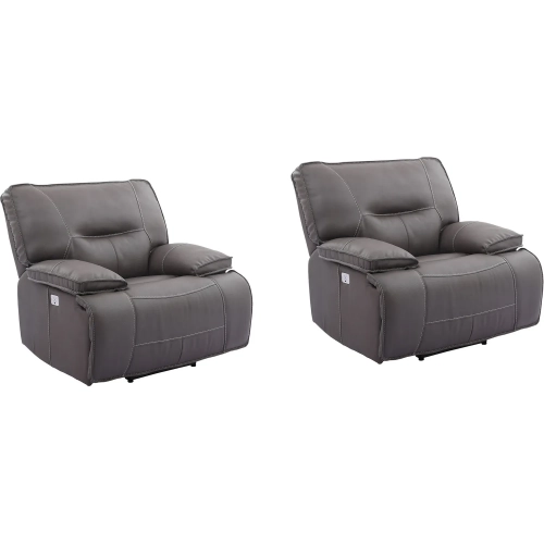 Spartacus Power Recliner in Haze Grey Vegan Leather (Set of 2)