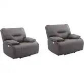 Spartacus Power Recliner in Haze Grey Vegan Leather (Set of 2)