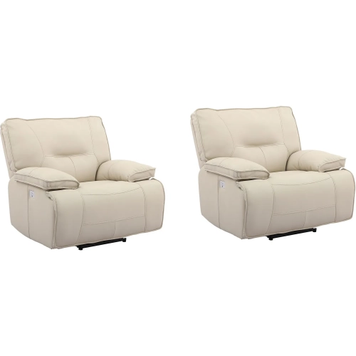 Spartacus Power Recliner in Oyster Beige Vegan Leather (Set of 2)