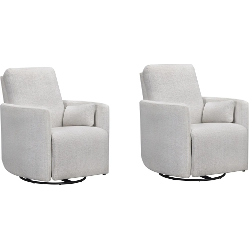 Turner Manual Swivel Glider Recliner in Acadia Off White Fabric (Set of 2)