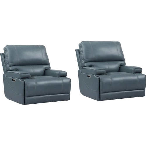 Whitman Freemotion Cordless Power Recliner in Azure Leather (Set of 2)