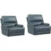 Whitman Freemotion Cordless Power Recliner in Azure Leather (Set of 2)