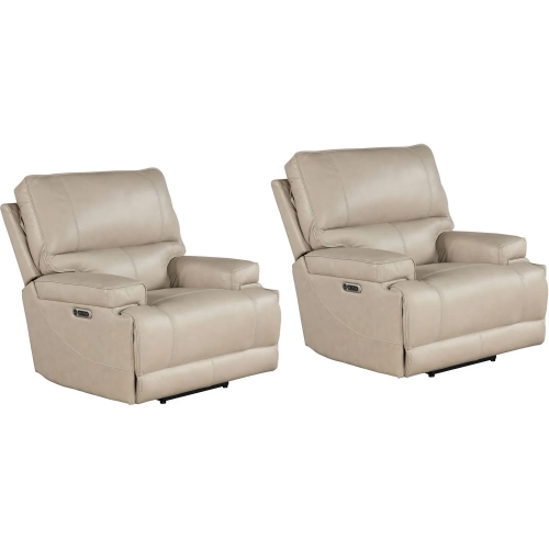 Whitman Freemotion Cordless Power Recliner in Linen Beige Leather (Set of 2)