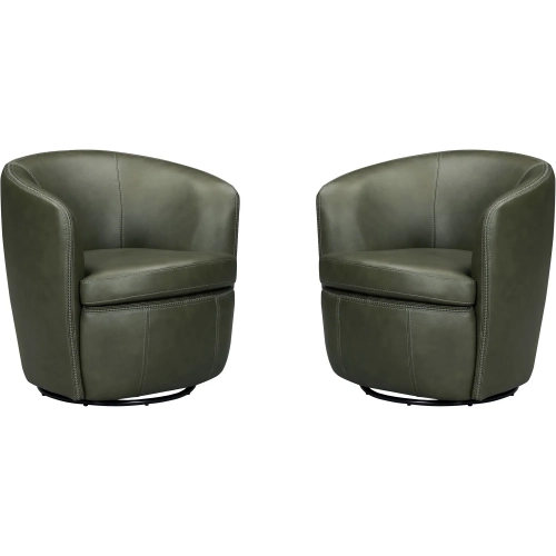 Barolo Swivel Club Chair in Sage Green Italian Leather