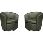 Barolo Swivel Club Chair in Sage Green Italian Leather