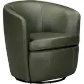 Barolo Swivel Club Chair in Sage Green Italian Leather