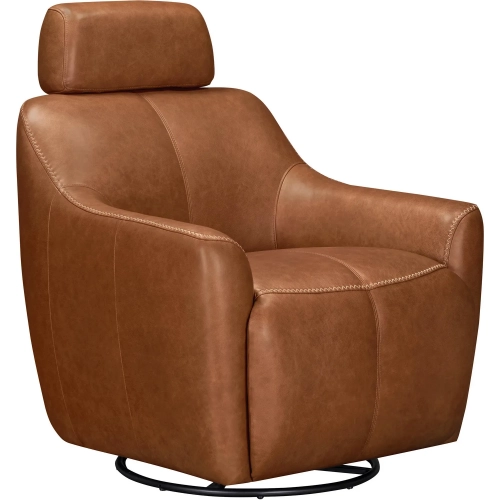 Miles Swivel Gliding Accent Chair in Cinnamon Brown Top Grain Leather