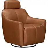 Miles Swivel Gliding Accent Chair in Cinnamon Brown Top Grain Leather