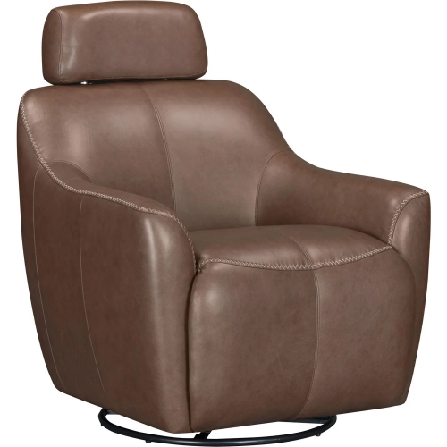 Miles Swivel Gliding Accent Chair in Tobacco Brown Top Grain Leather