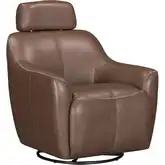 Miles Swivel Gliding Accent Chair in Tobacco Brown Top Grain Leather