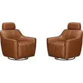 Miles Swivel Gliding Accent Chair in Cinnamon Brown Top Grain Leather (Set of 2)