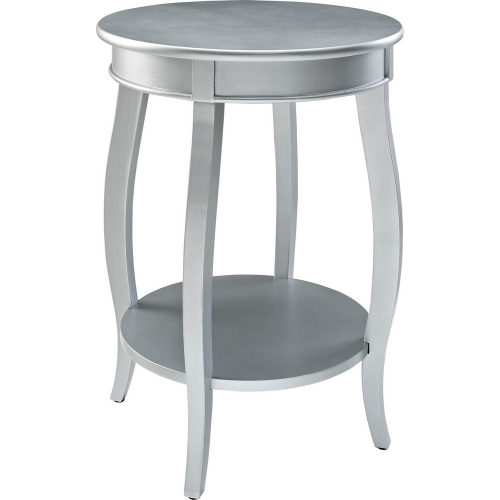 Silver Round Table with Shelf