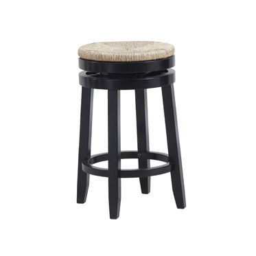 Maya Counter Stool in Black with Natural Seagrass Swivel Seat