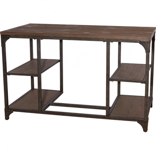 Benjamin Desk in Weathered Driftwood Pine Veneer & Metal