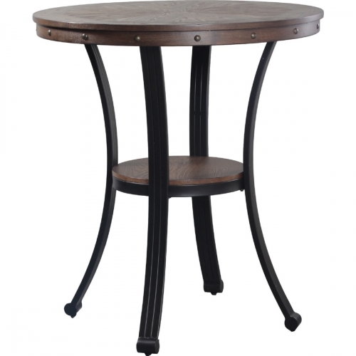 Franklin 36" Pub Table with Oak Veneer Top on Curved Metal Legs
