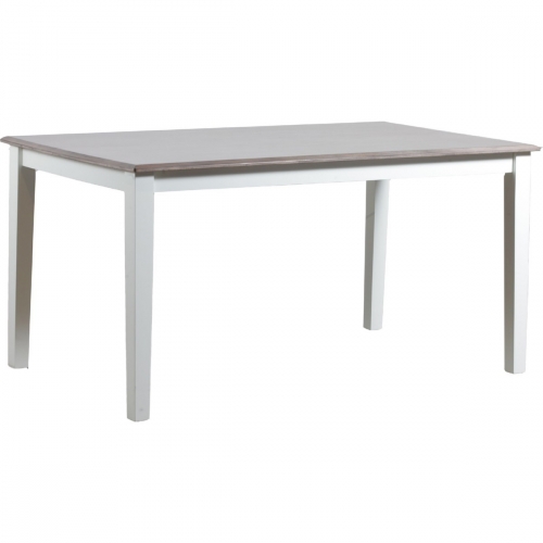 Jane 60" Dining Table Vanilla White with Taupe Top