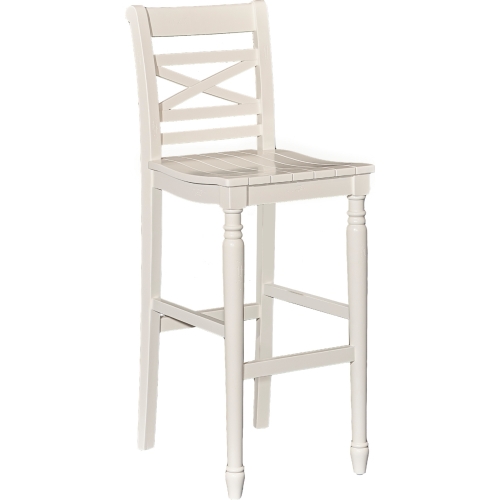 Asher Bar Stool in White with Planked Seat