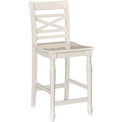 Asher Counter Stool in White with Planked Seat