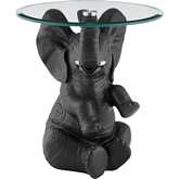 Ernie Elephant Side Table in Dark Grey Resin & Tempered Glass
