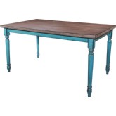 Willow 59" Dining Table w/ Burnished Smoke Top on Distressed Teal Legs