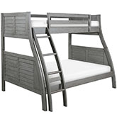 Easton Twin over Full Bunk Bed in Distressed Grey Solid Pine w/ Louvered Sides
