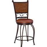 Stamped Back Counter Stool in Rust Leatherette, Bronze & Copper