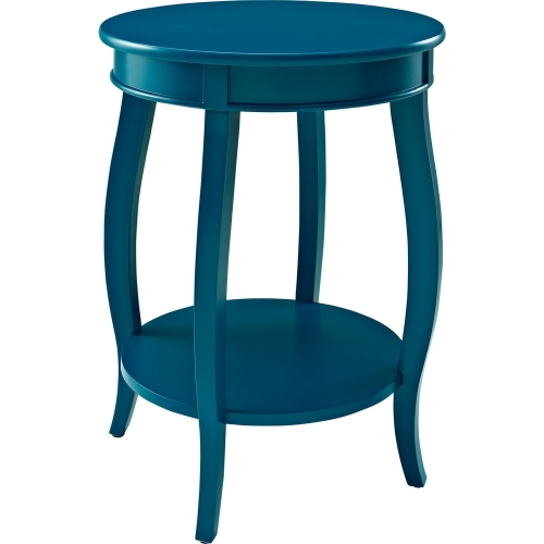 Teal Round Occasional Table with Shelf