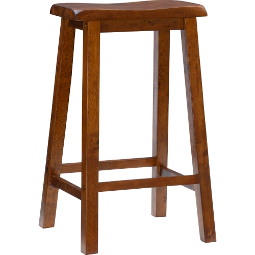 Saddle Bar Stool in Rustic Honey Brown Finish Wood