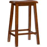 Saddle Bar Stool in Rustic Honey Brown Finish Wood